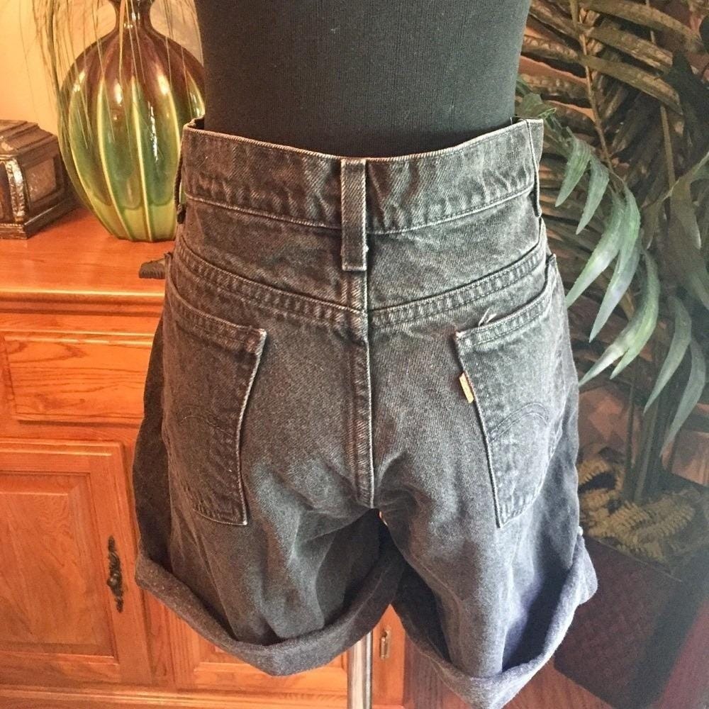 Levi's Orange Tab Denim Shorts Faded Black High Rise 90s Vintage - Picture 9 of 12
